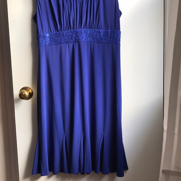 R&M Richards Royal Blue Sequined Swing Dress sz 14 - Picture 3 of 9